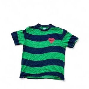 J Balvin x Guess collab striped‎ tee